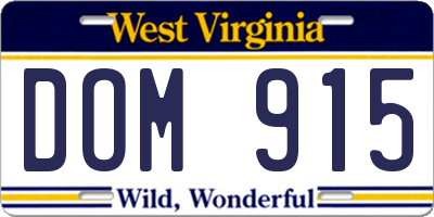 WV license plate DOM915