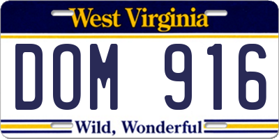 WV license plate DOM916