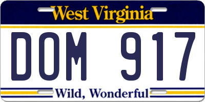 WV license plate DOM917