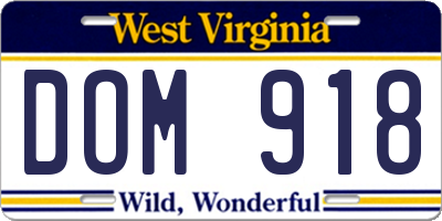 WV license plate DOM918
