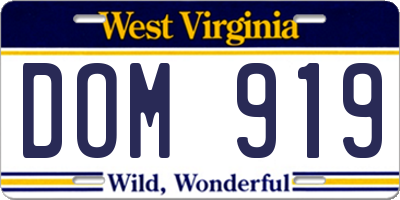 WV license plate DOM919