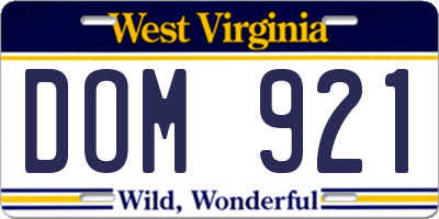 WV license plate DOM921