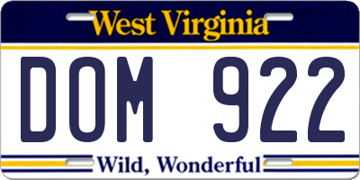 WV license plate DOM922