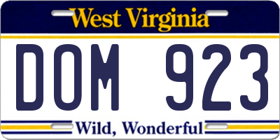 WV license plate DOM923