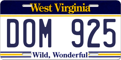 WV license plate DOM925
