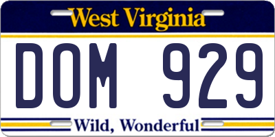 WV license plate DOM929