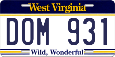 WV license plate DOM931