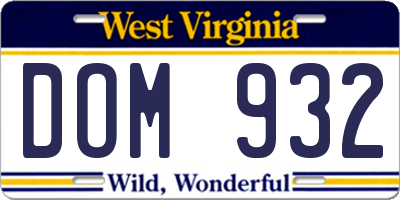 WV license plate DOM932