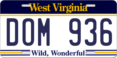 WV license plate DOM936