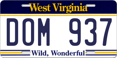 WV license plate DOM937
