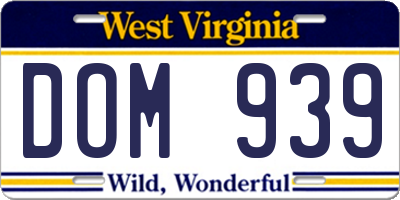 WV license plate DOM939