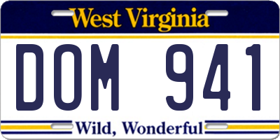 WV license plate DOM941