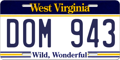 WV license plate DOM943