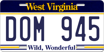WV license plate DOM945