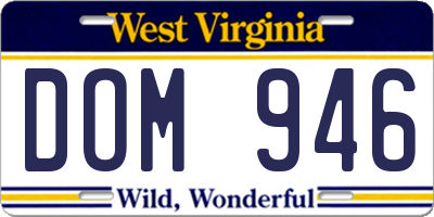 WV license plate DOM946