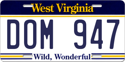 WV license plate DOM947
