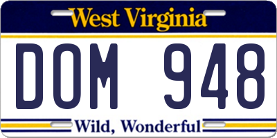 WV license plate DOM948