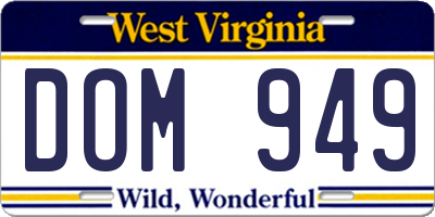 WV license plate DOM949