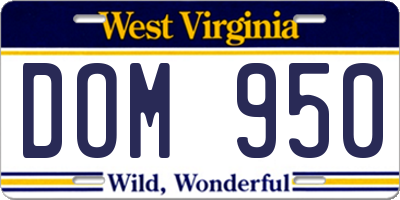 WV license plate DOM950