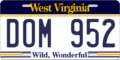 WV license plate DOM952