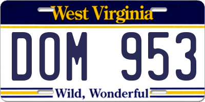 WV license plate DOM953