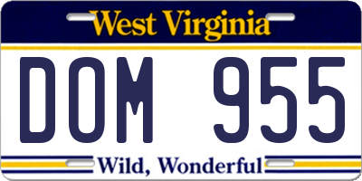 WV license plate DOM955