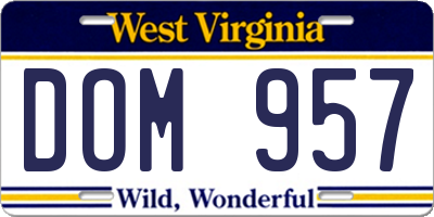 WV license plate DOM957