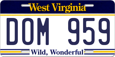 WV license plate DOM959