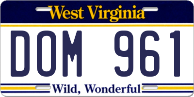 WV license plate DOM961