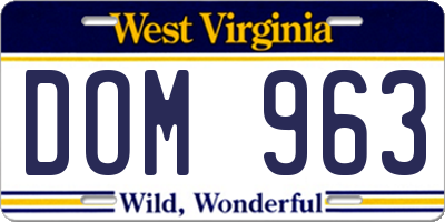 WV license plate DOM963