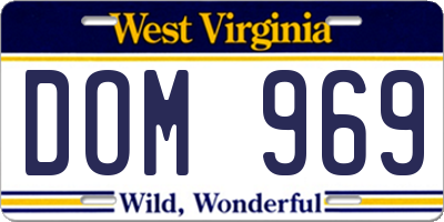 WV license plate DOM969
