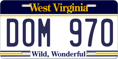 WV license plate DOM970