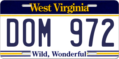 WV license plate DOM972