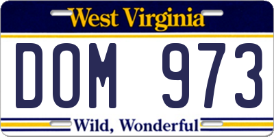 WV license plate DOM973