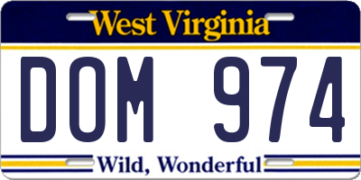 WV license plate DOM974
