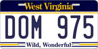 WV license plate DOM975