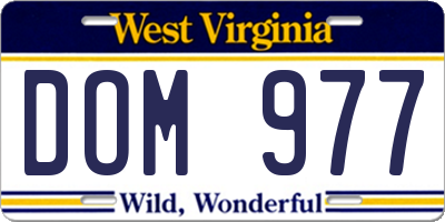 WV license plate DOM977