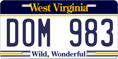 WV license plate DOM983