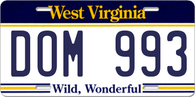 WV license plate DOM993