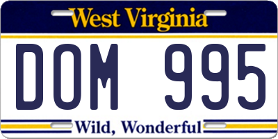 WV license plate DOM995