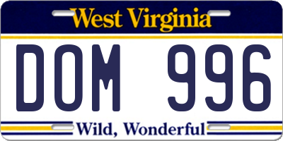 WV license plate DOM996