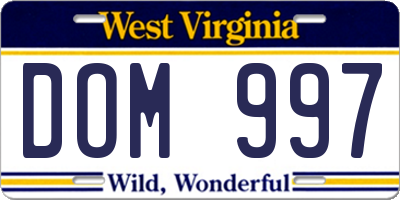 WV license plate DOM997