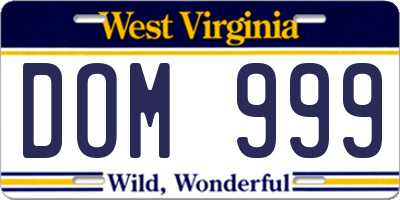 WV license plate DOM999