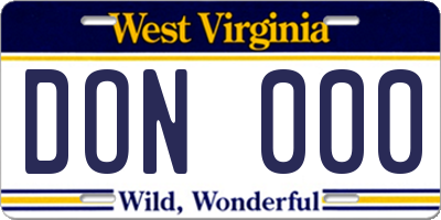 WV license plate DON000