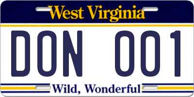 WV license plate DON001