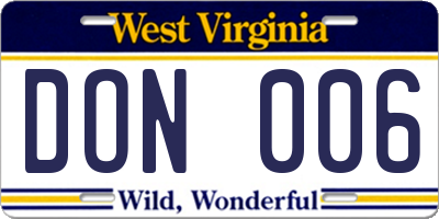 WV license plate DON006