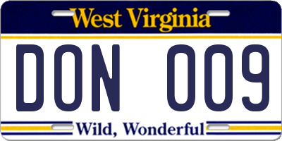 WV license plate DON009