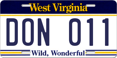 WV license plate DON011