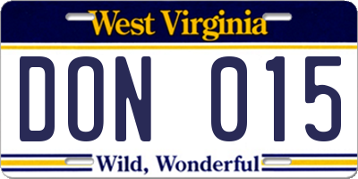WV license plate DON015