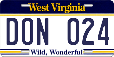 WV license plate DON024